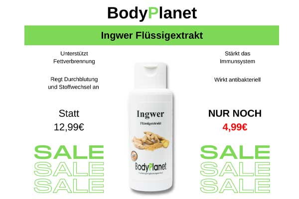 Ab jetzt: Unser Ingwer Flüssigextrakt statt 12,99€ NUR 4,99€!